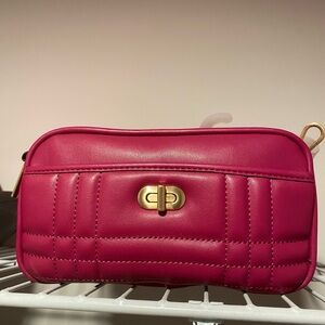 Time and Tru Pink Quilted Crossbody Bag with Gold Hardware